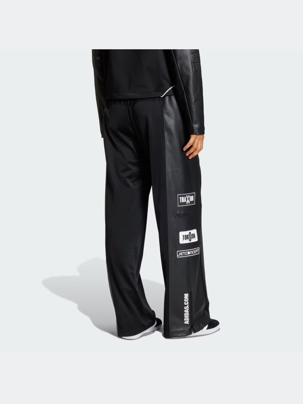 adidas Black Faux Leather Pants Tag - XL